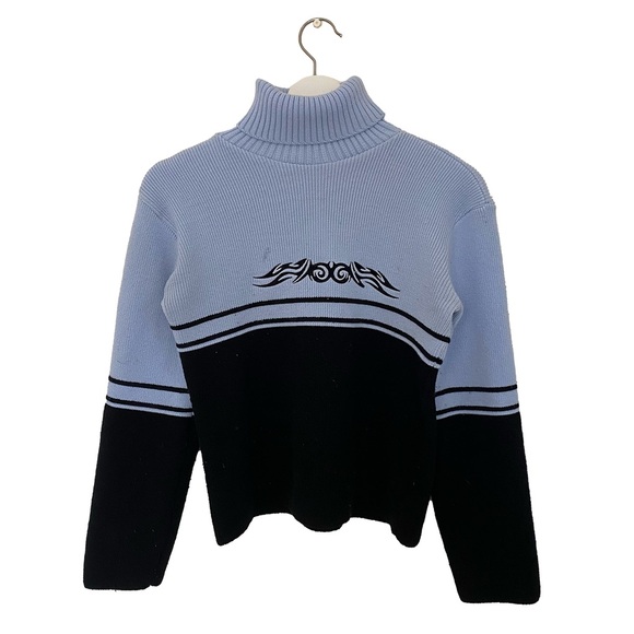 Y2K color-block tribal turtleneck - Picture 2 of 3